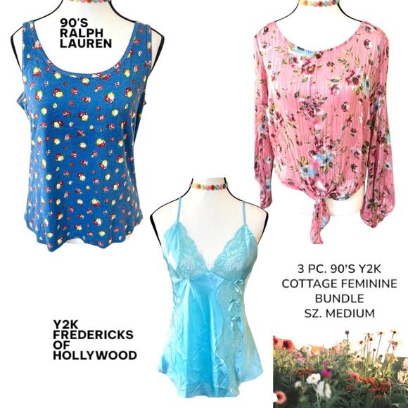 90'S Y2K 3 PC. BUNDLE‎ SZ. MEDIUM! RALPH LAUREN, FREDERICK'S OF HOLLYWOOD - Picture 1 of 8